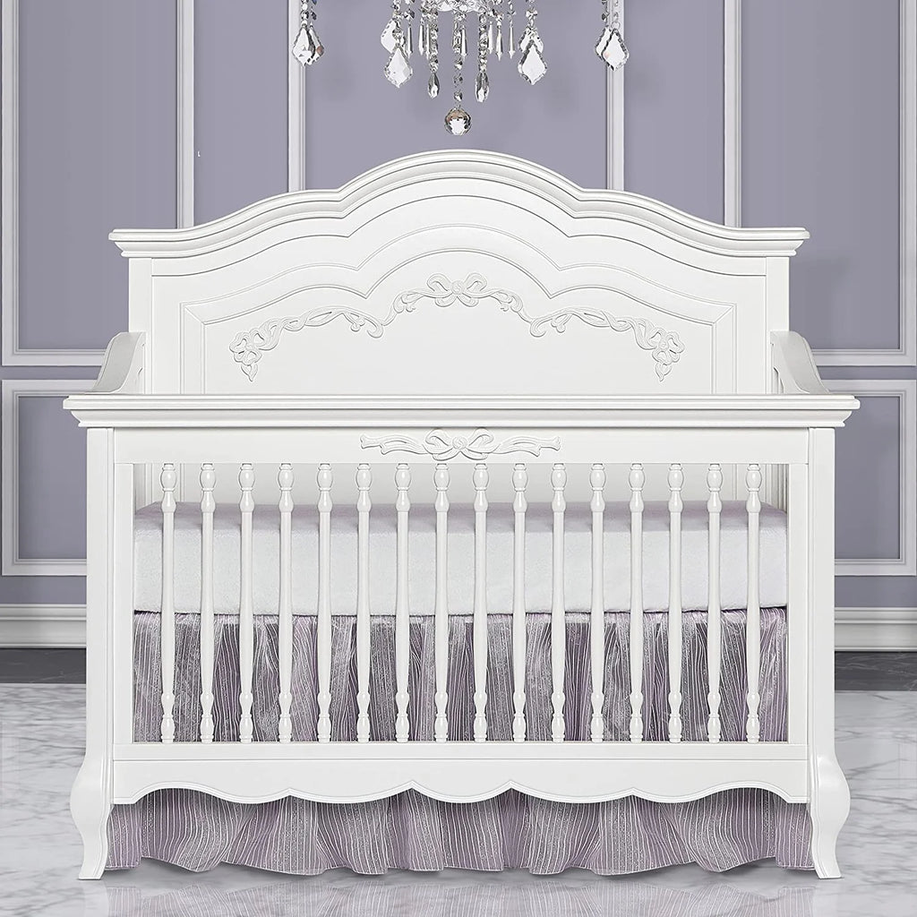 5-in-1 Convertible Crib in Frost, Greenguard Gold Certified, Wooden Baby Crib O129