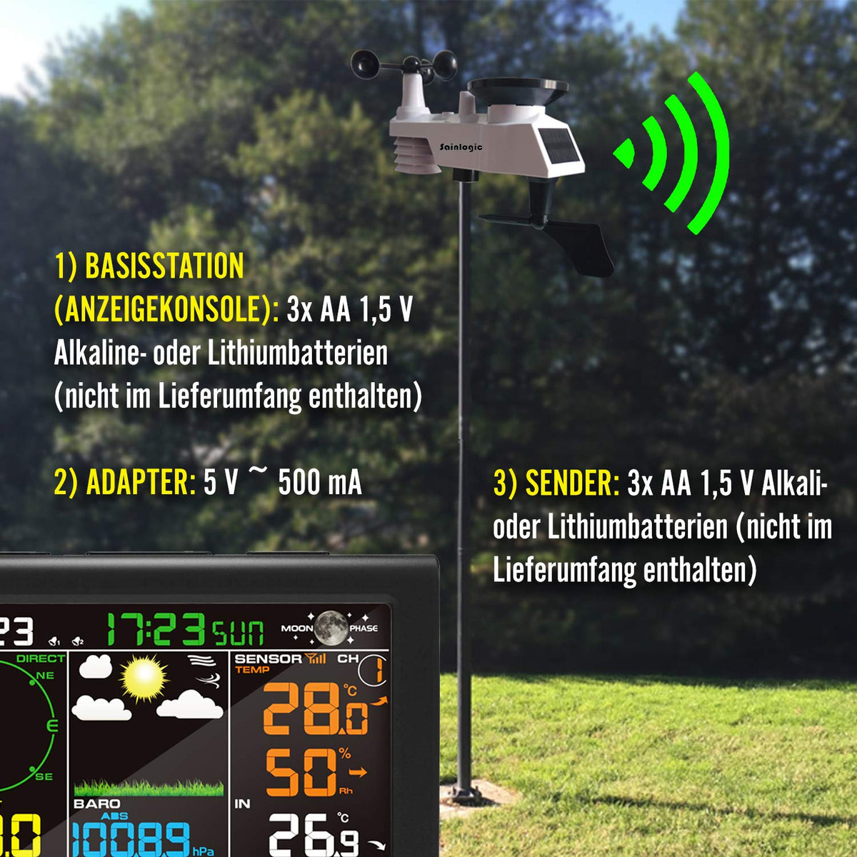 Wireless 5-in-1 Weather Station with Outdoor Sensor V3049