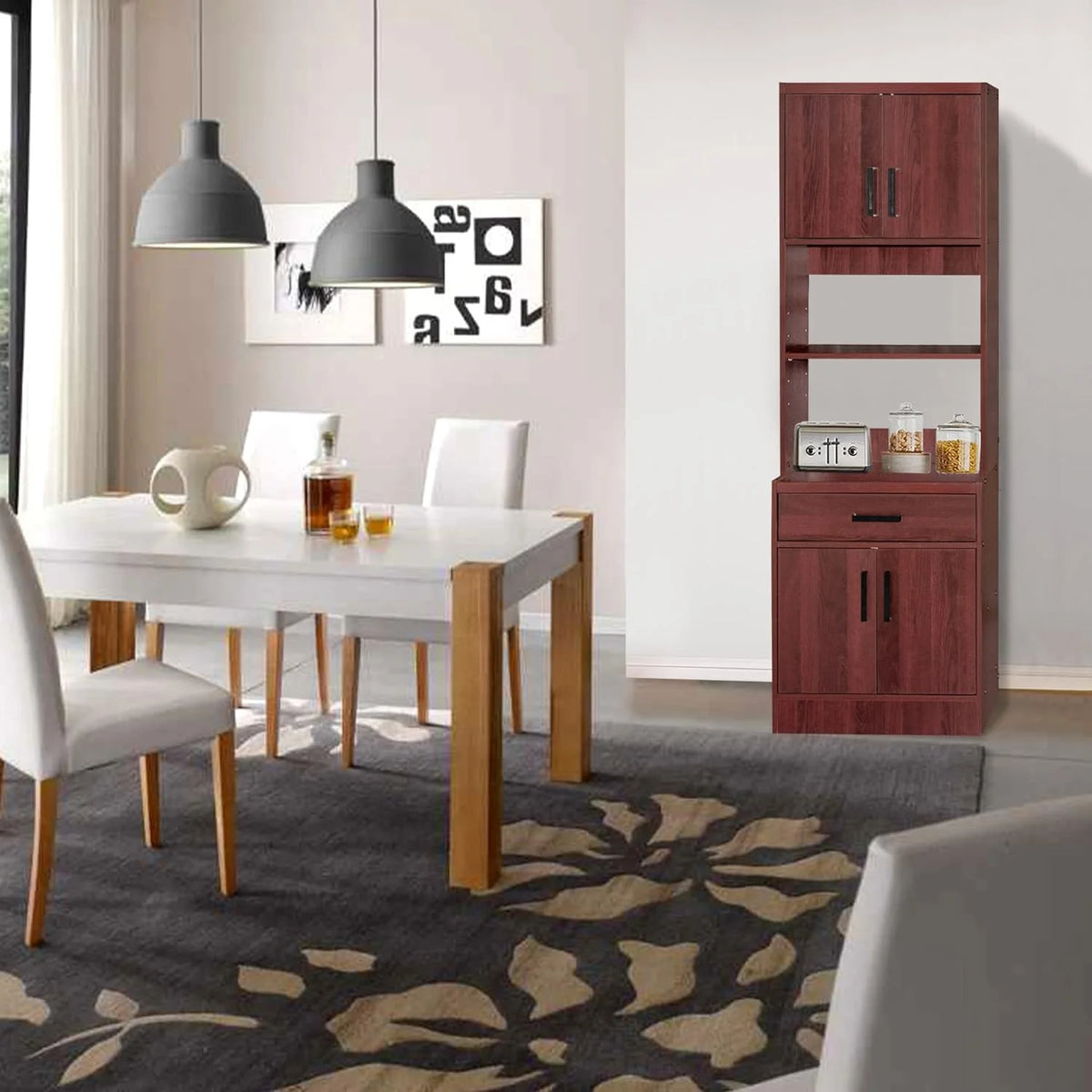 Tall Wooden Kitchen Pantry In Mahogany G454