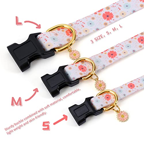 White Peach Dog Collar with Pendant (Small) G223036