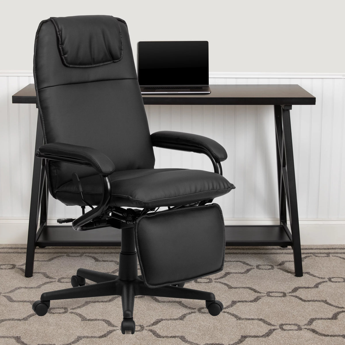 High Back Black LeatherSoft Executive Reclining Ergonomic Swivel Office Chair with Arms M229644