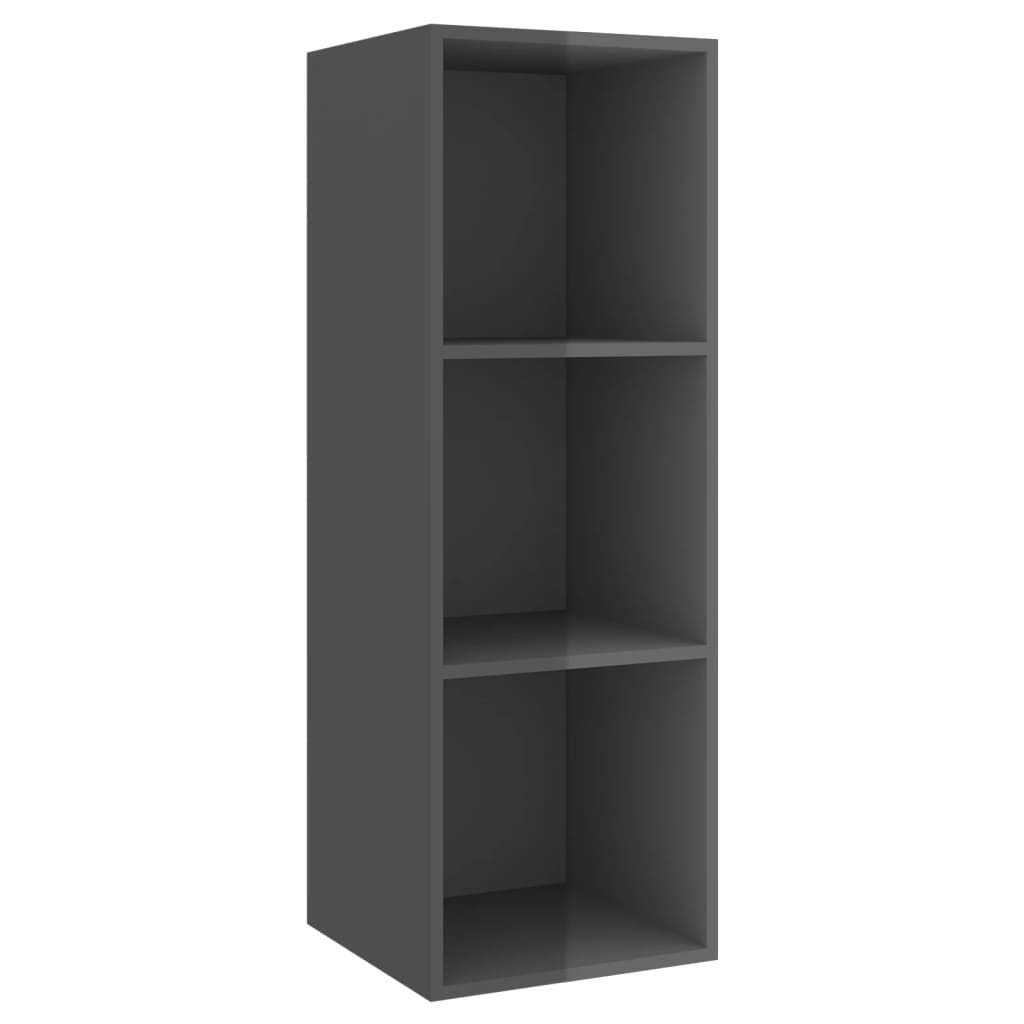 High Gloss Gray Wall-Mounted TV Cabinet Chipboard S57280