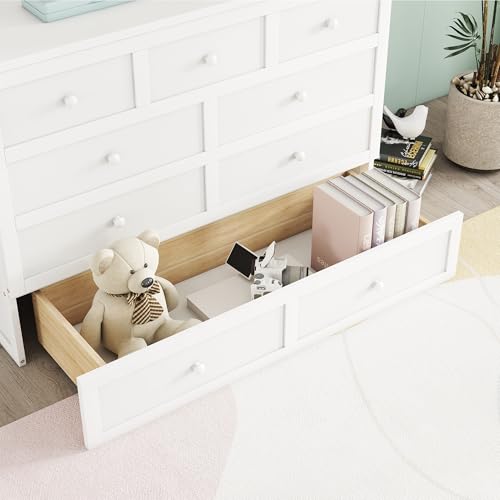 White Full Size Murphy Bed with Charging Station and Drawers R963