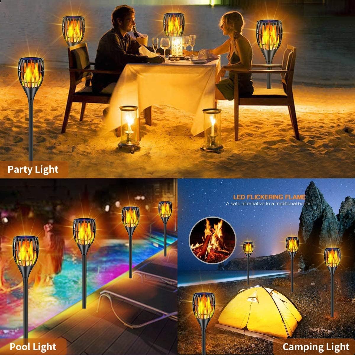 Solar Torch Lights with Flickering Flames J783612