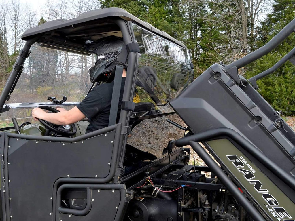 Vented Rear Windshield for Polaris Ranger Full Size 570 / Crew, 1/4” Clear Polycarbonate with Sliding Vents Z97341