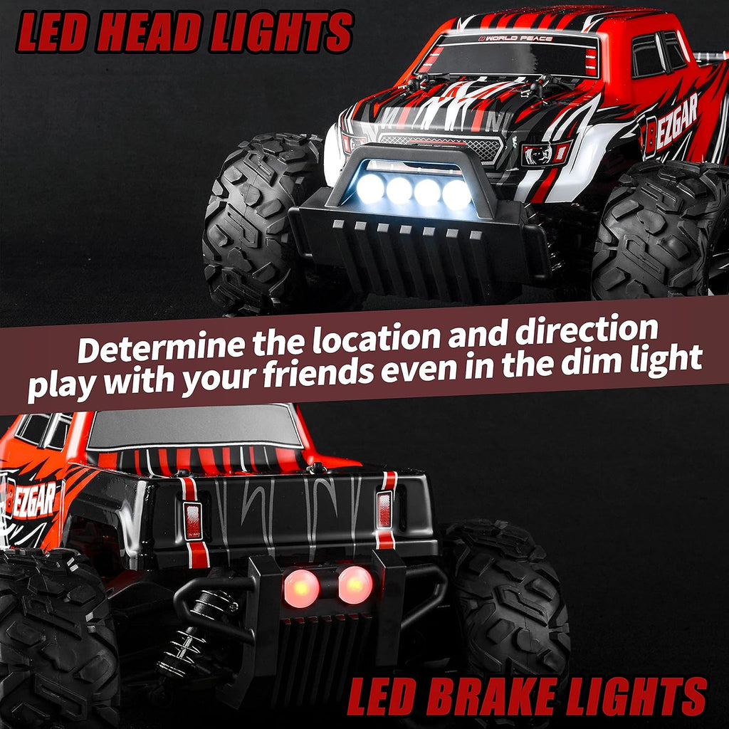 1:14 Scale Remote Control Car, 4WD Electric Toy Off Road RC Monster Truck with Two Rechargeable Batteries E488