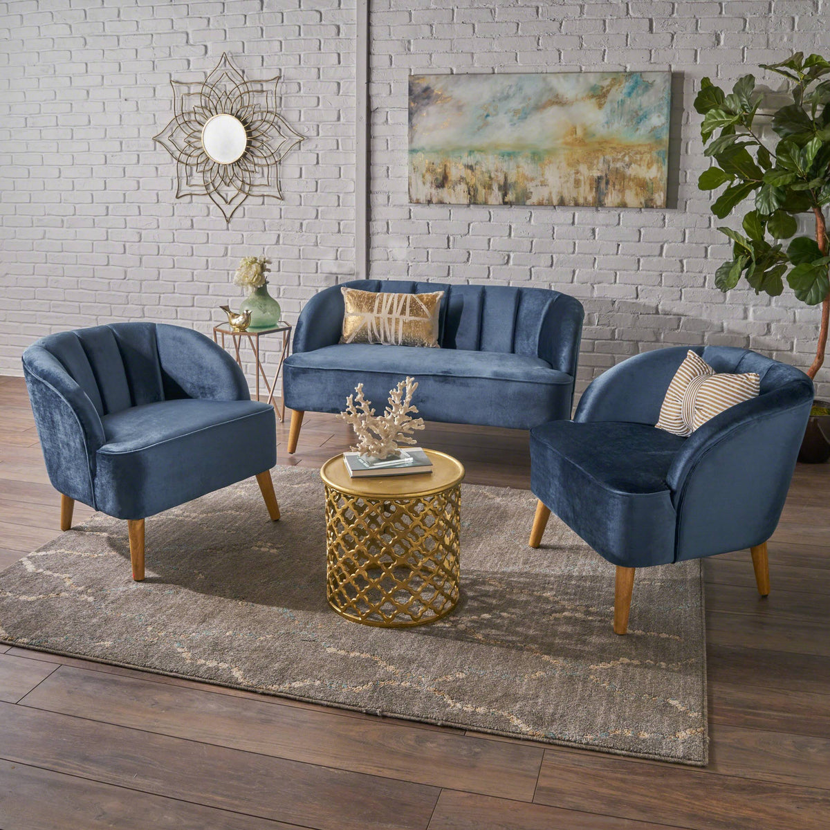3 Piece Velvet Chat Set H432