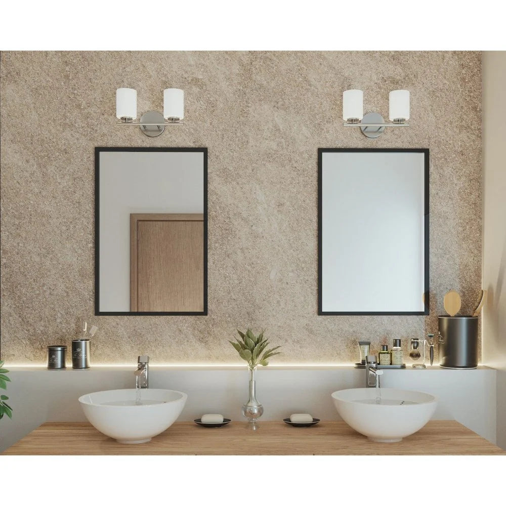 2 Light Textured Black Etched Glass Bath Vanity Light A14530