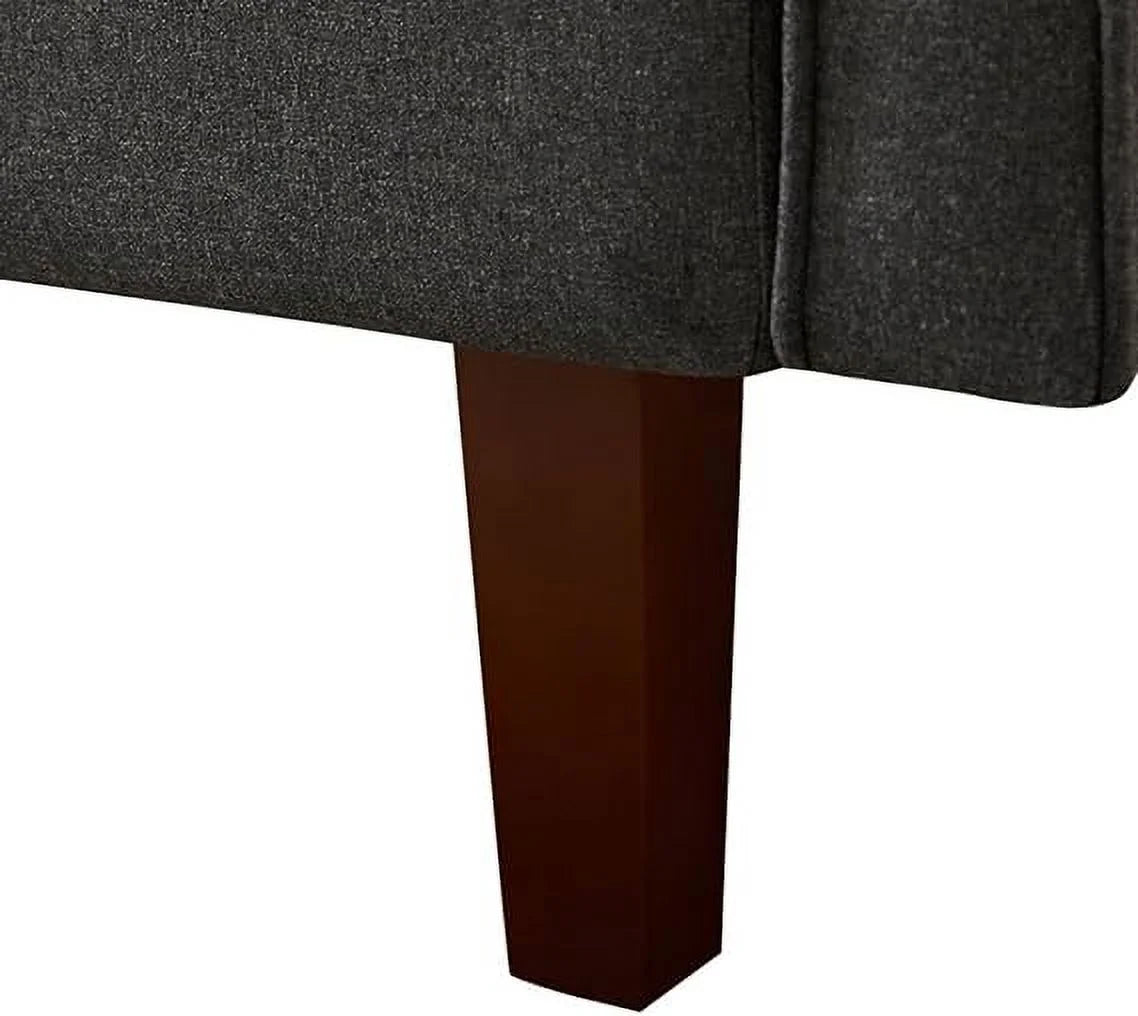 Dark Grey 3-Seat Linen Sofa Bed with 4 Solid Wood Legs V16769