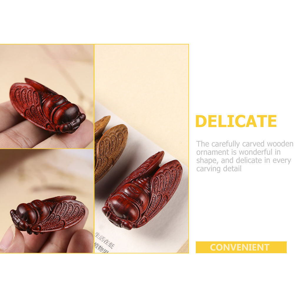 Wooden Cicada Figurine Handmade Ornament R43492