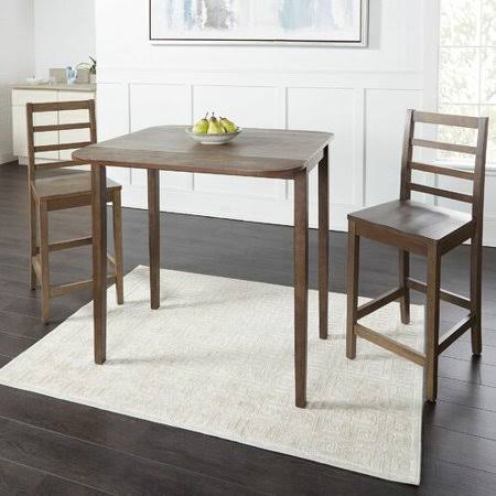 3 Piece Drop Leaf Dining Set, Gray A6571