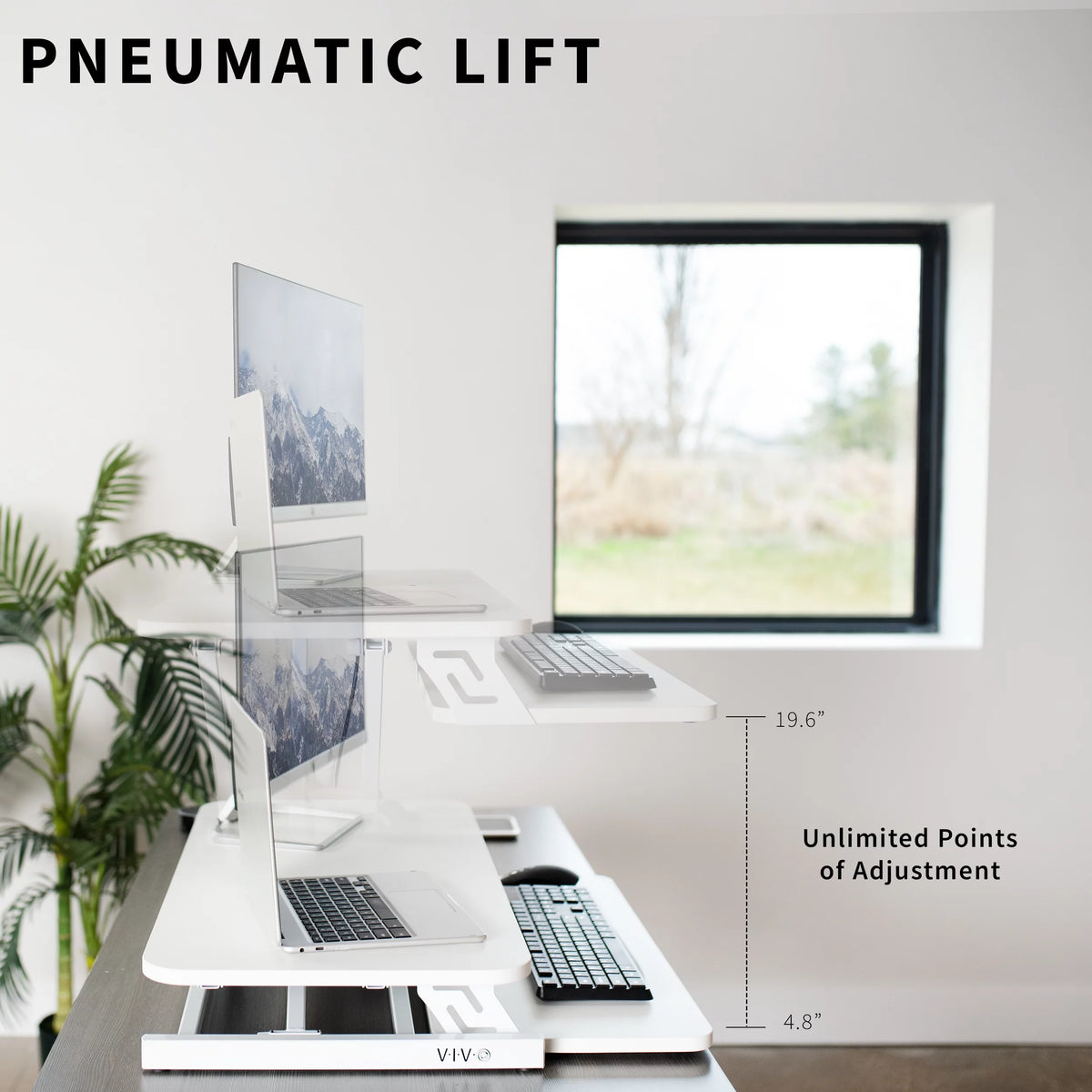 White Height Adjustable Standing Desk Monitor Riser Y898
