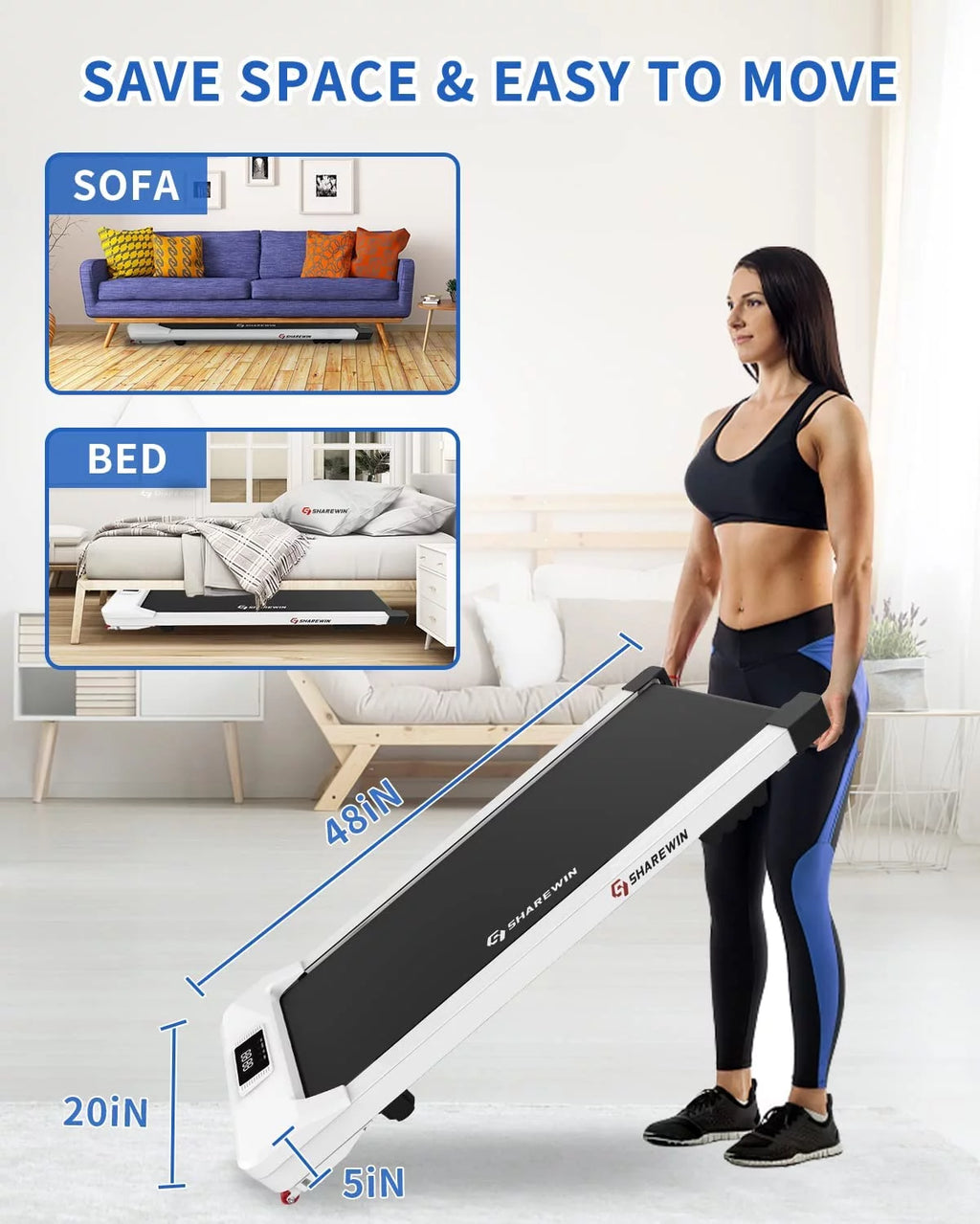 Under Desk Treadmill 300 lb Capacity White B388