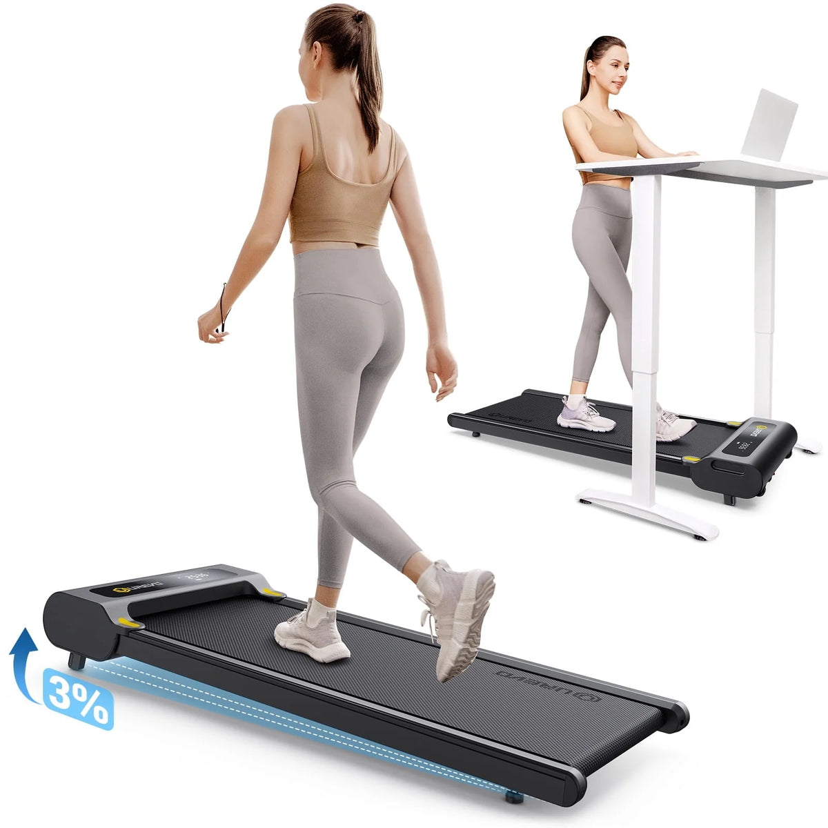 2 in 1 Under Desk Treadmill with Remote Control M7075