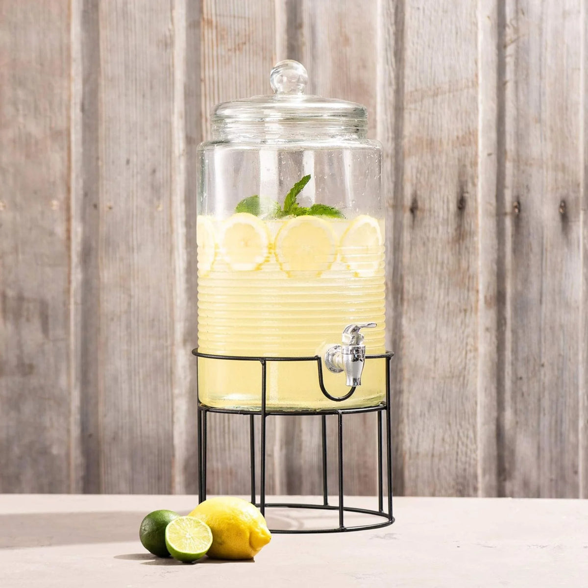 Clear Glass Drink Dispenser with Spigot and Stand X228