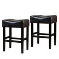 Bonded Leather Backless Counter Stool, Set of 2, Brown Q8211