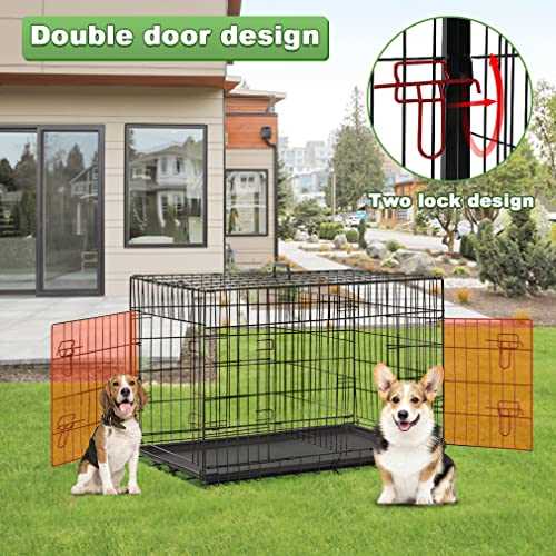 48 Inch Folding Wire Dog Crate with Double-Door V478450