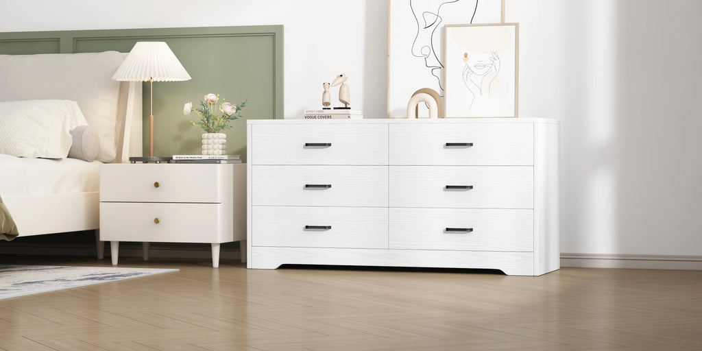 White 6 Drawer Wood Dresser Y5035