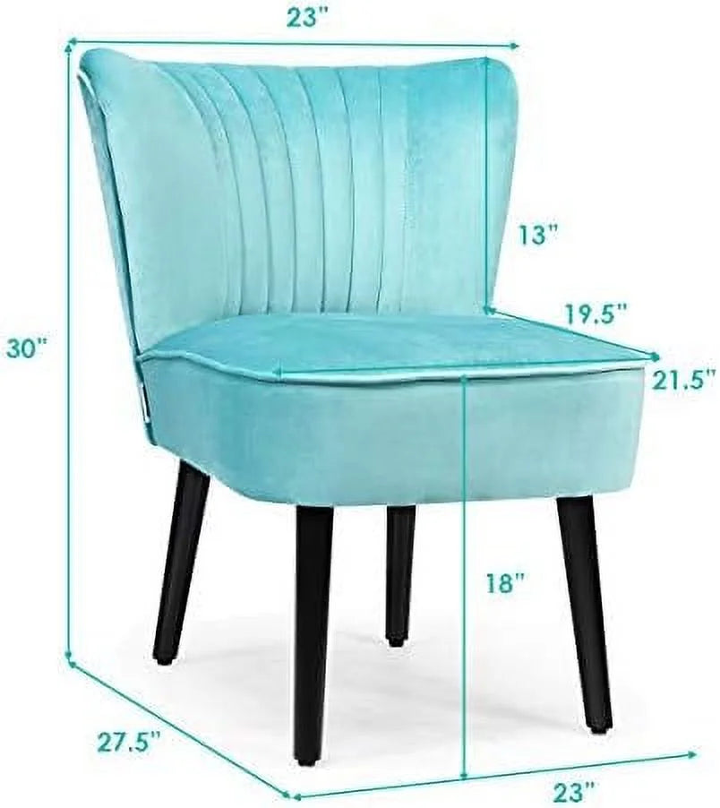 Velvet Accent Chair Set of 2 Armless Curved Backrest Padded Seat J661657