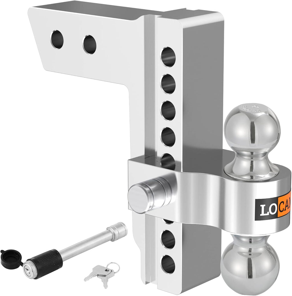 Adjustable Aluminum Trailer Hitch for 2.5-Inch Receiver, 8-Inch Drop/Rise, 18,500 LBS GTW E41579