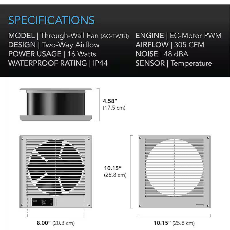 8 in. Through-the-Wall Fan with Temperature Controller Z710