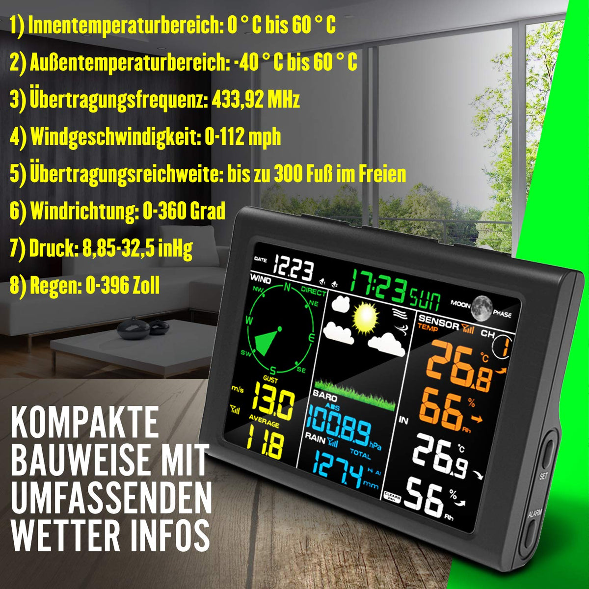 Wireless 5-in-1 Weather Station with Outdoor Sensor V3049