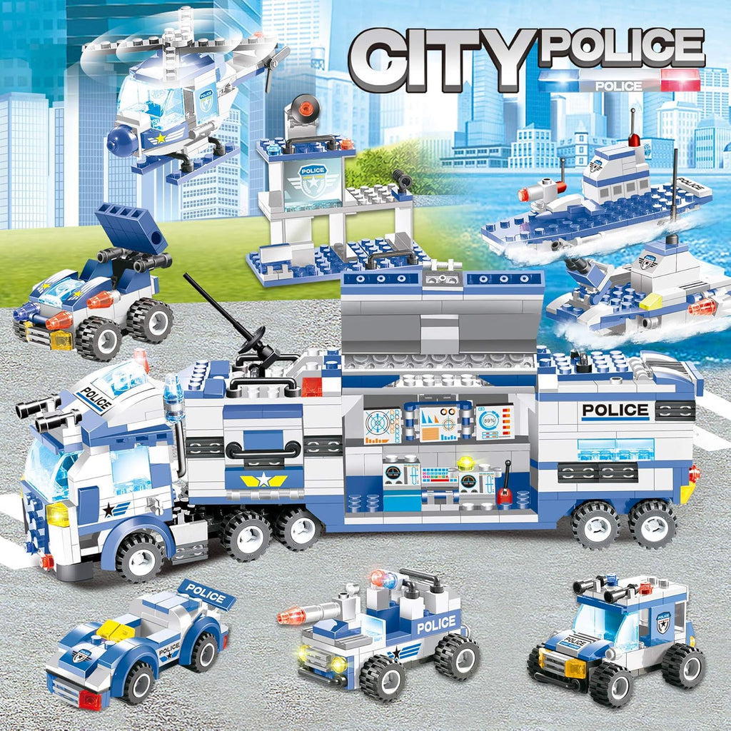 1338 Pieces Police Station Building Blocks Set with Storage Box X429987