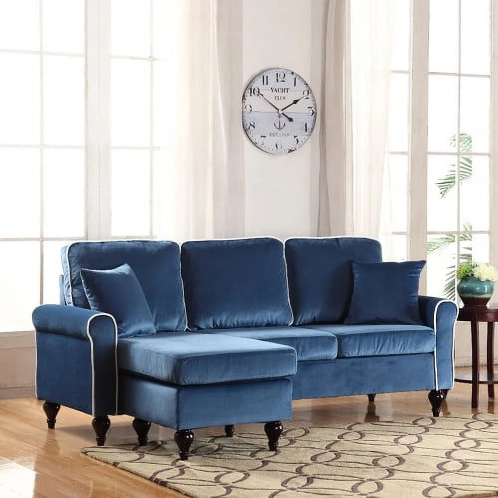 Velvet Sectional Sofa with Reversible Chaise F5747