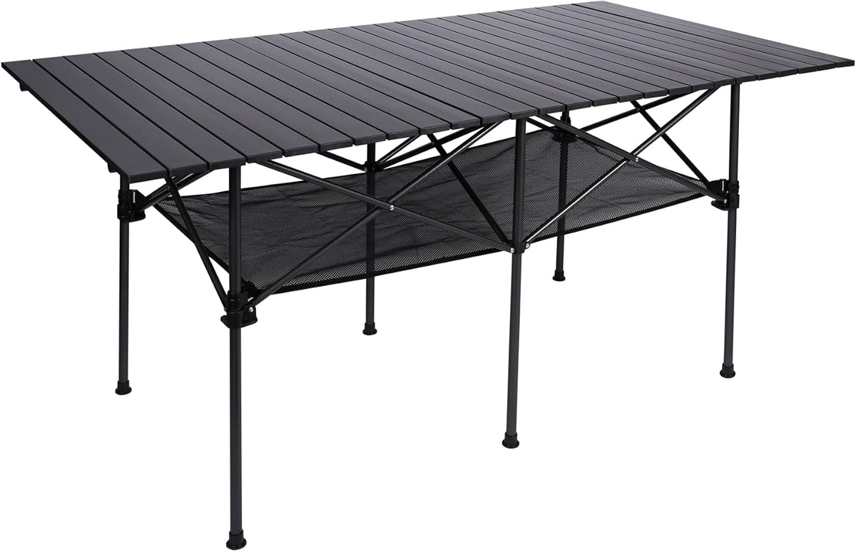 Aluminum Camping Table Roll Top with Mesh Storage 3 FT P810514