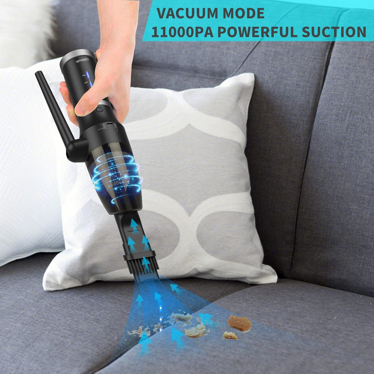 3 in1 Compressed Air Duster & Vacuum, 77000 RPM Cordless, 15000mAh, 2 Speeds, Detachable Battery J194205