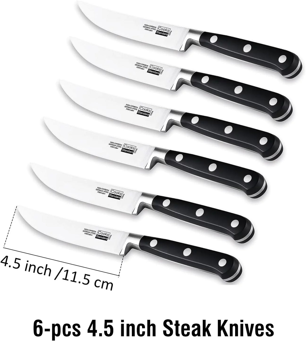 6-Piece High Carbon Stainless Steel Steak Knives Set V451799