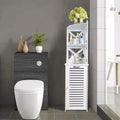 White Free-Standing Bathroom Storage Cabinet with Single Door and 3-Layer Shelves X506868