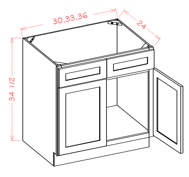 Grey 36x22 x 34.5x22 x 24x22 Sink 2 Doors 2 False Drawers Base Cabinet High-Density Fiberboard Z4413