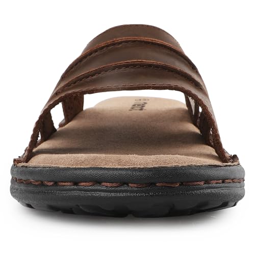 Men's Leather Sandals Cushioning Arch Support Lightweight Non-slip Summer Slides A13271