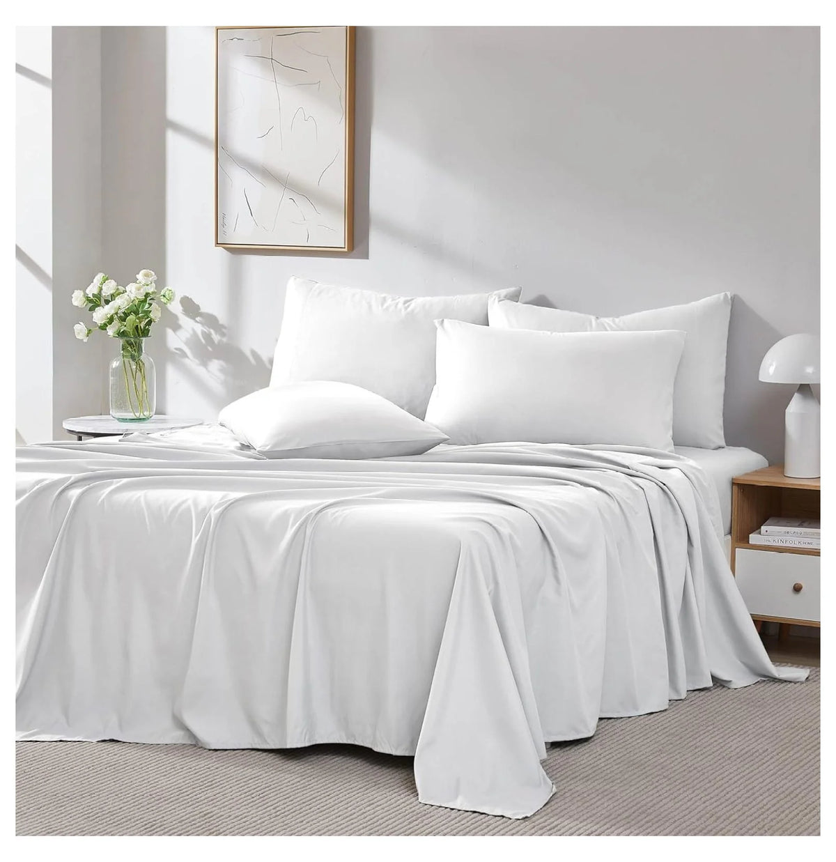 2-Pack Twin Size White Flat Sheets, 66" x 96" X54432