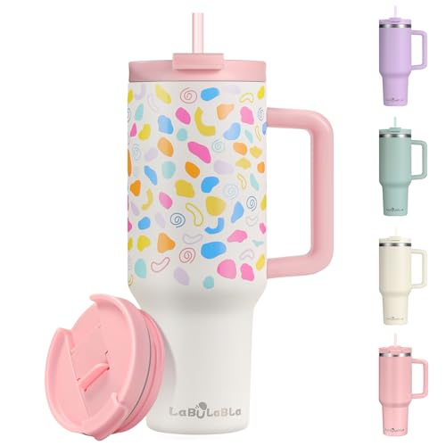 40oz Stainless Steel Insulated Tumbler with Handle and Straw S9914