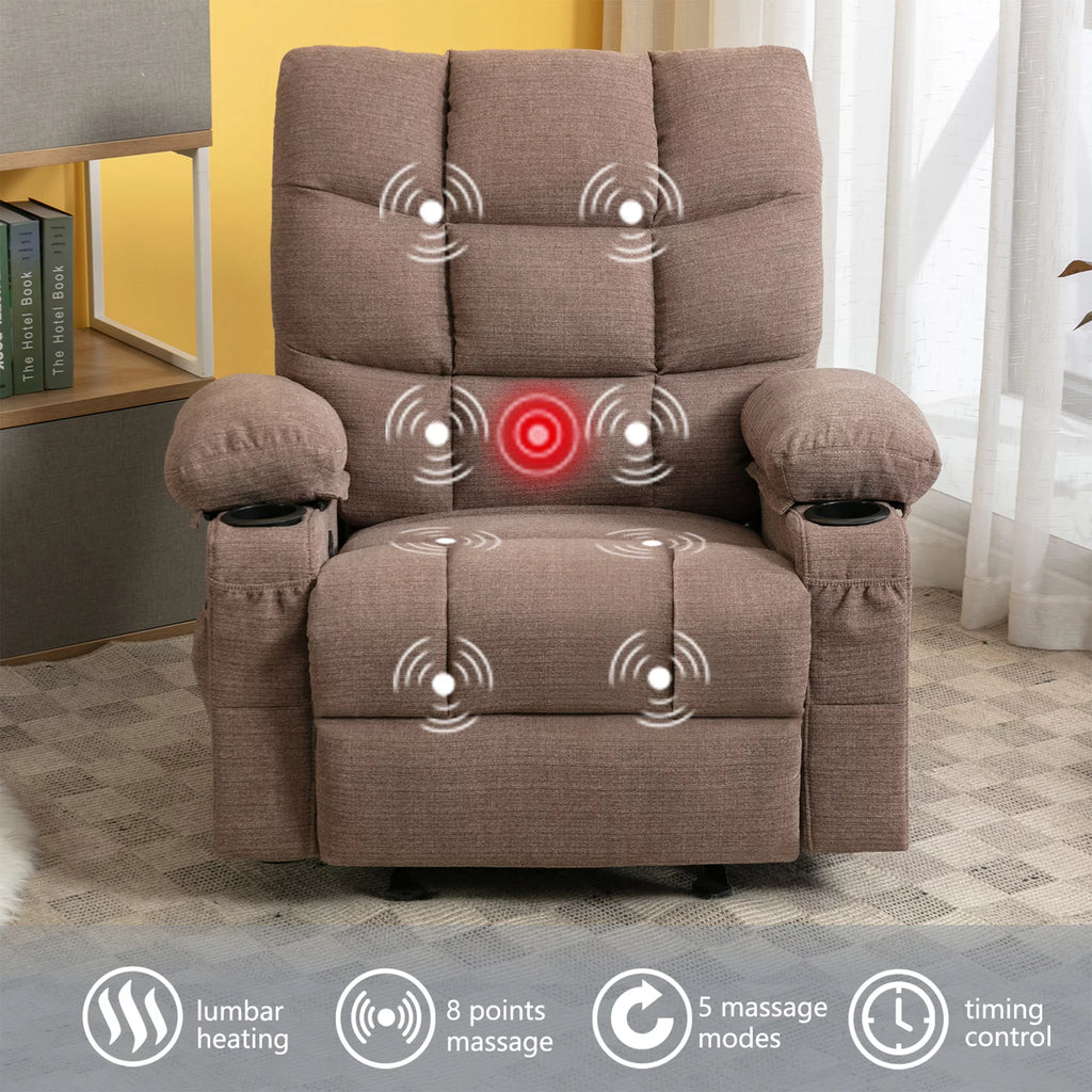 Manual Rocking Recliner Chair with 2 cup holders D2563