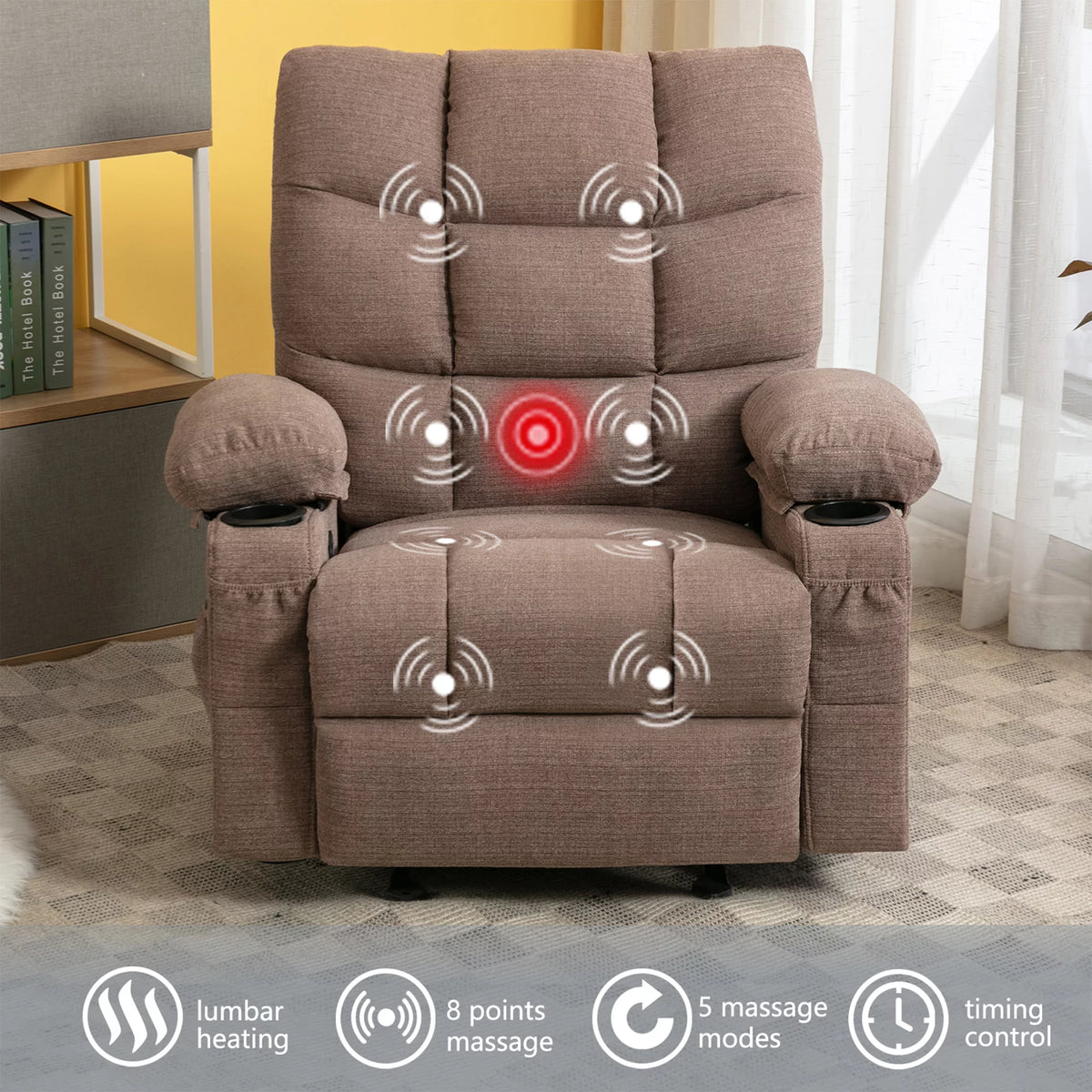 Manual Rocking Recliner Chair with 2 cup holders D2563