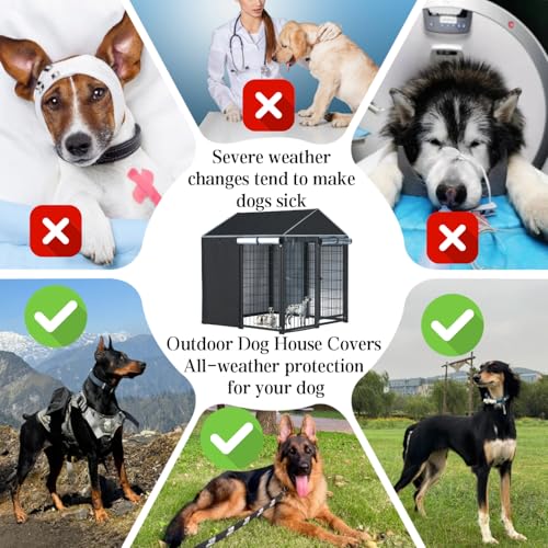600d Heavy Duty Waterproof Black Dog Kennel Cover 4'Dx4'Wx4.5'H E1230