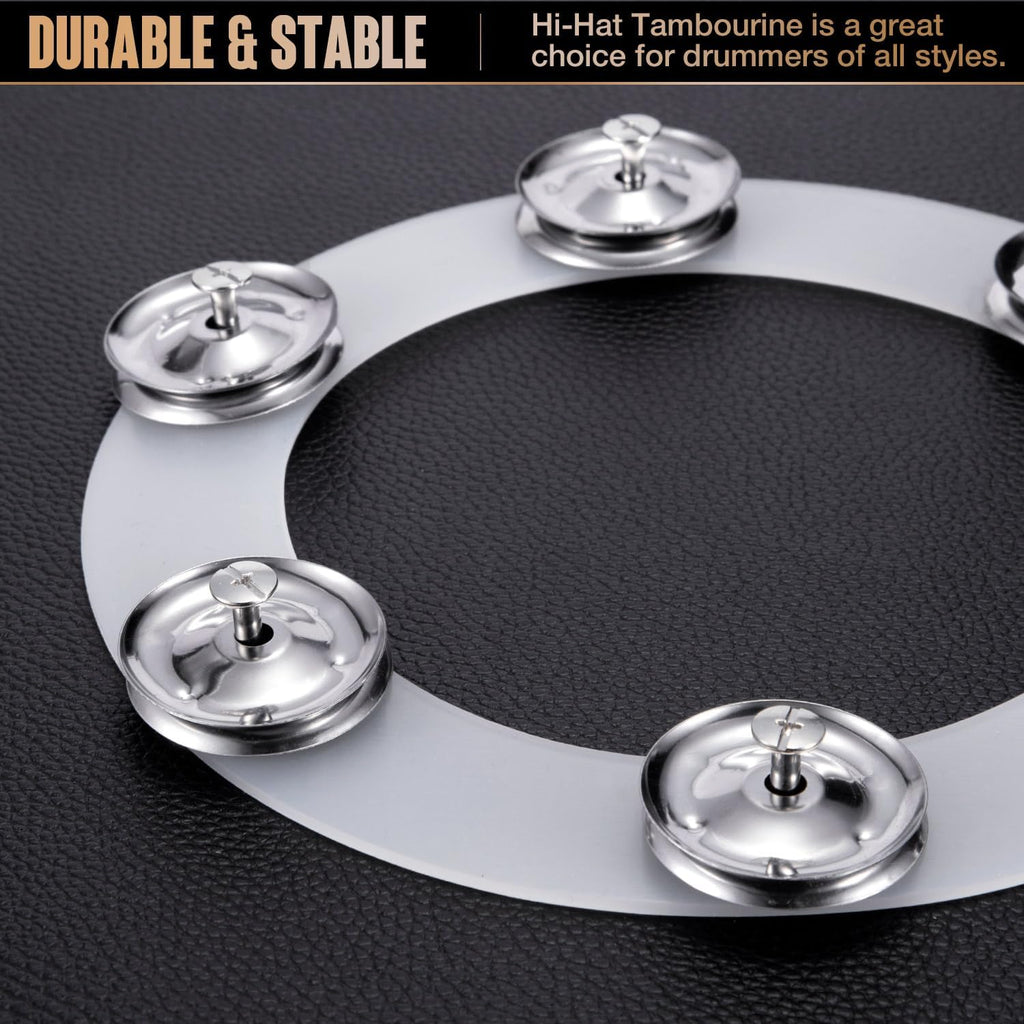 Silicone Single Rows 6 Pair Cymbal Tambourine with Stainless Steel Jingles F64132