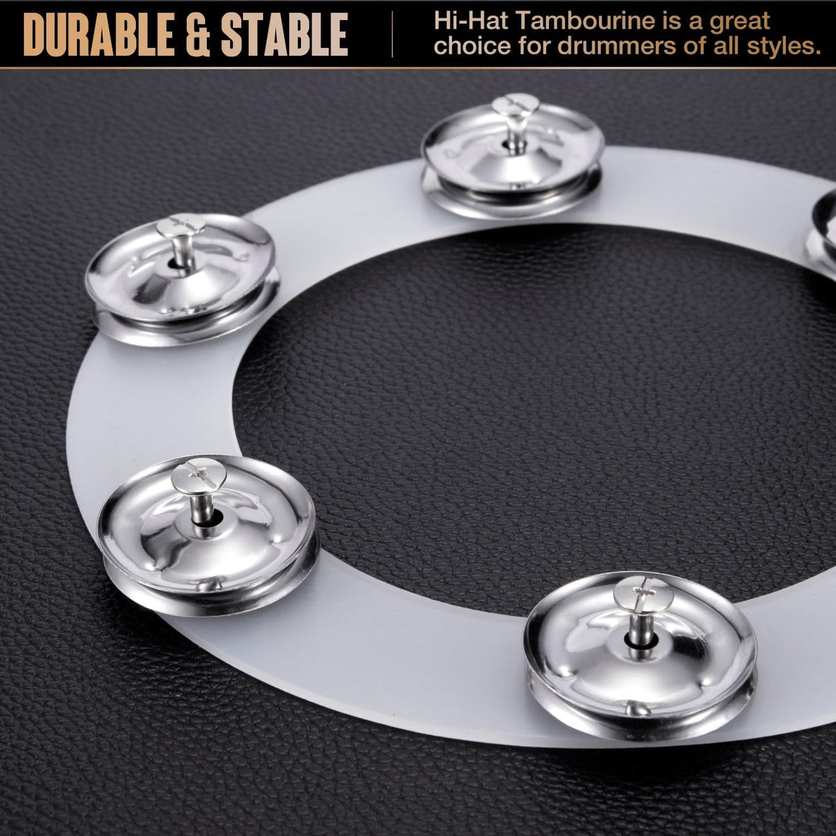 Silicone Single Rows 6 Pair Cymbal Tambourine with Stainless Steel Jingles F64132
