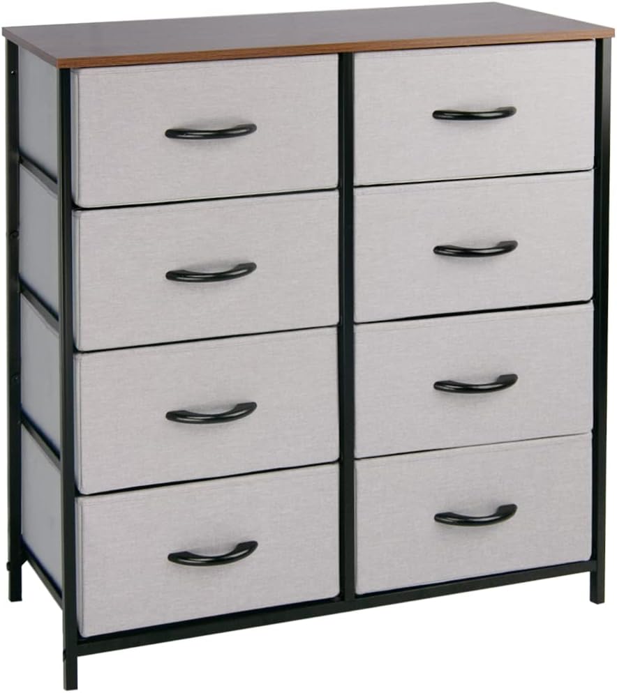 8 Drawer Dresser with Wooden Top and Steel Frame R321
