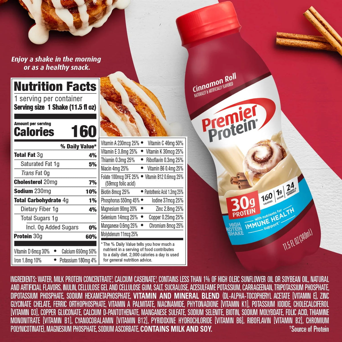 Cinnamon Roll Protein Shake 30g 11.5 fl oz 12 Ct I765