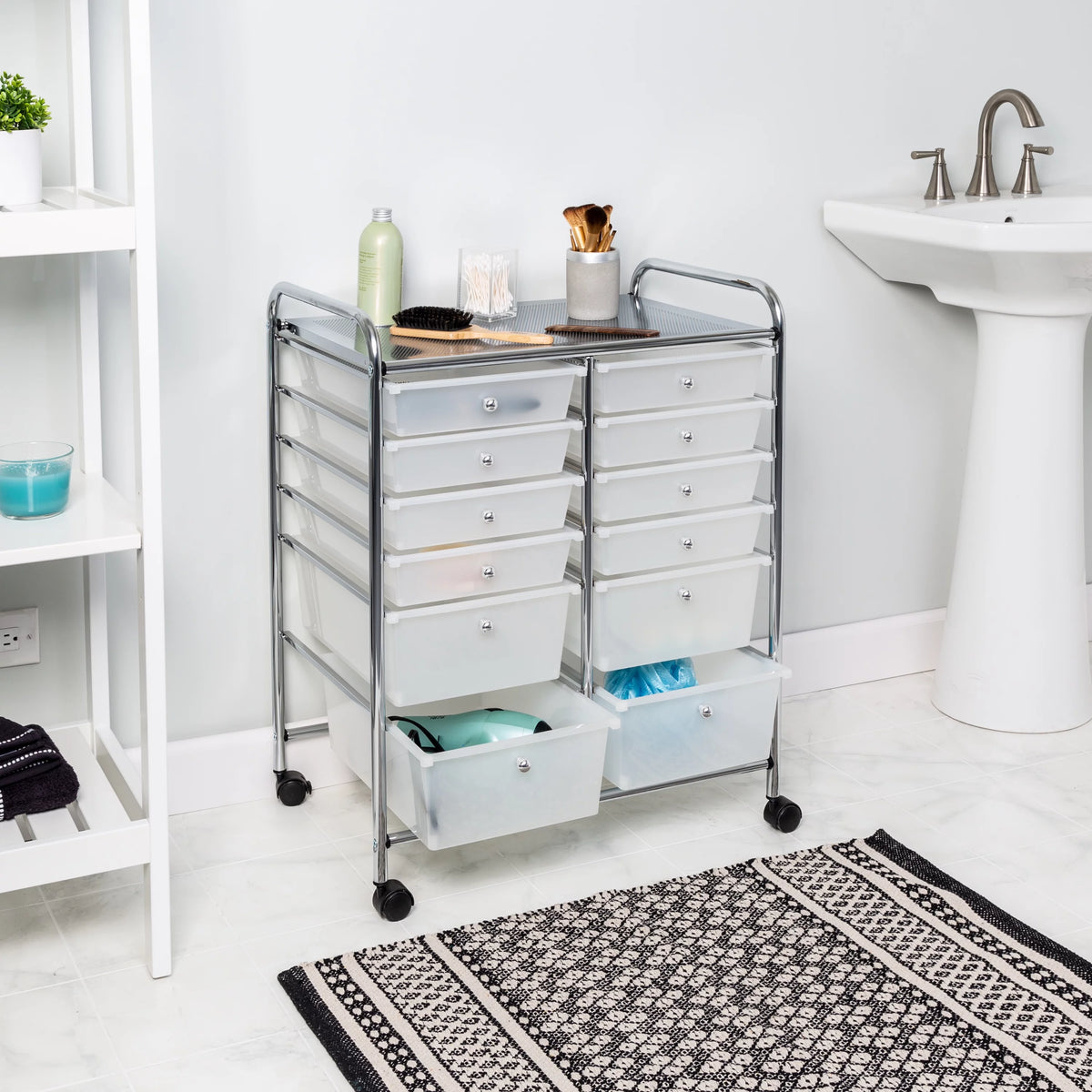 Plastic 12-Drawer Rolling Craft Cart R222