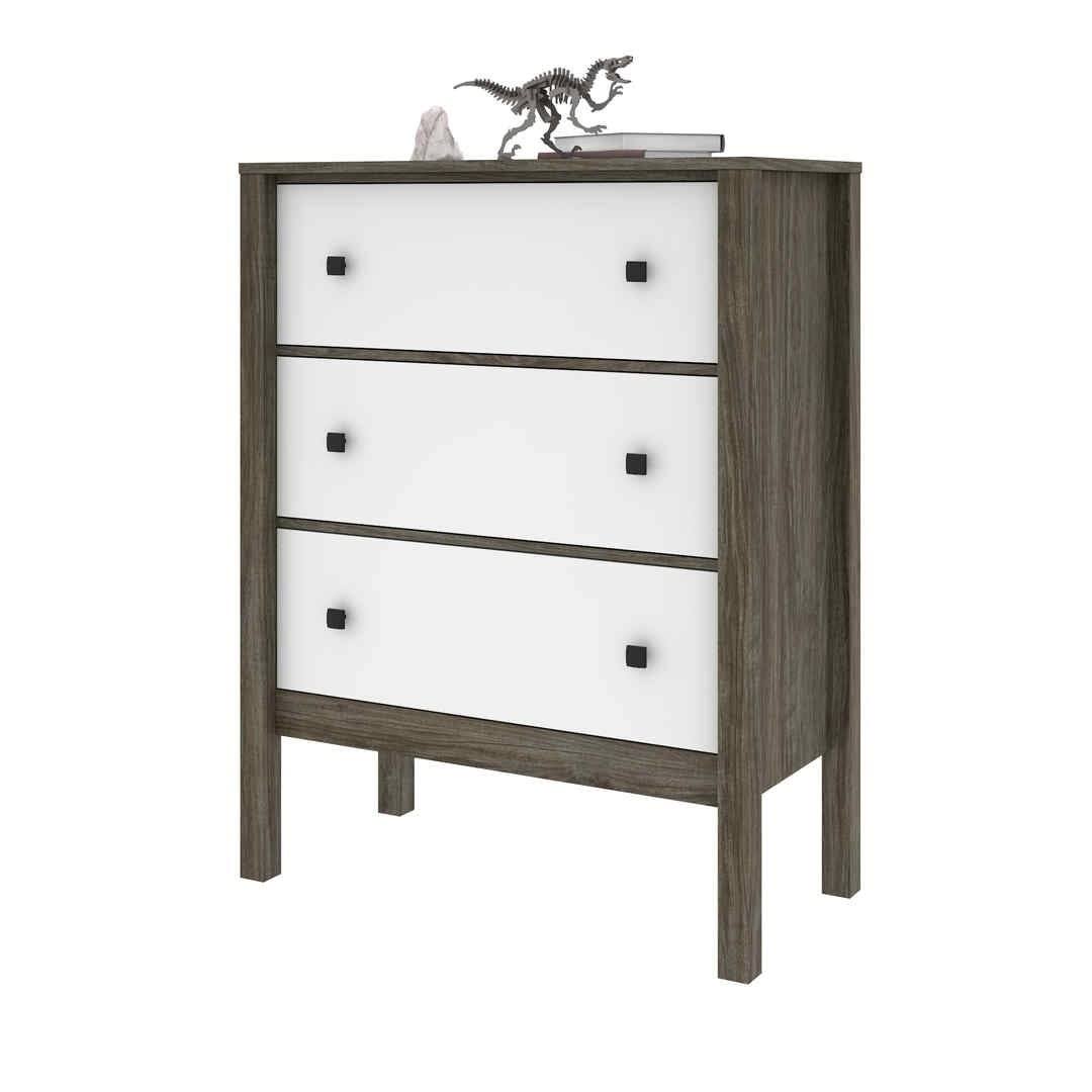 Walnut Grey White 3-Drawer Dresser N589930