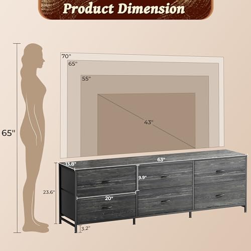 Rustic Brown 6 Drawer Dresser Y262817