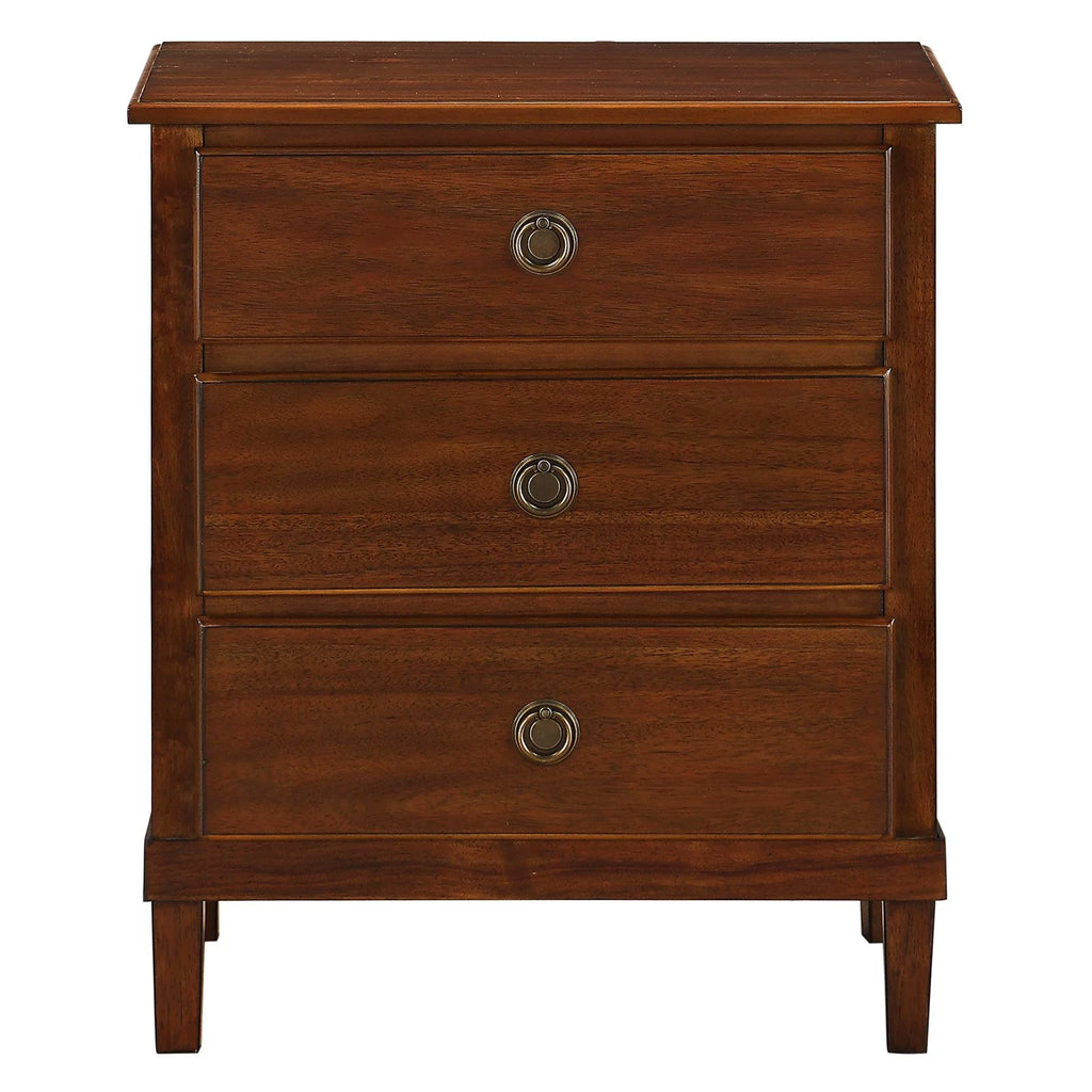 Brown 3-Drawer Wood Nightstand B545