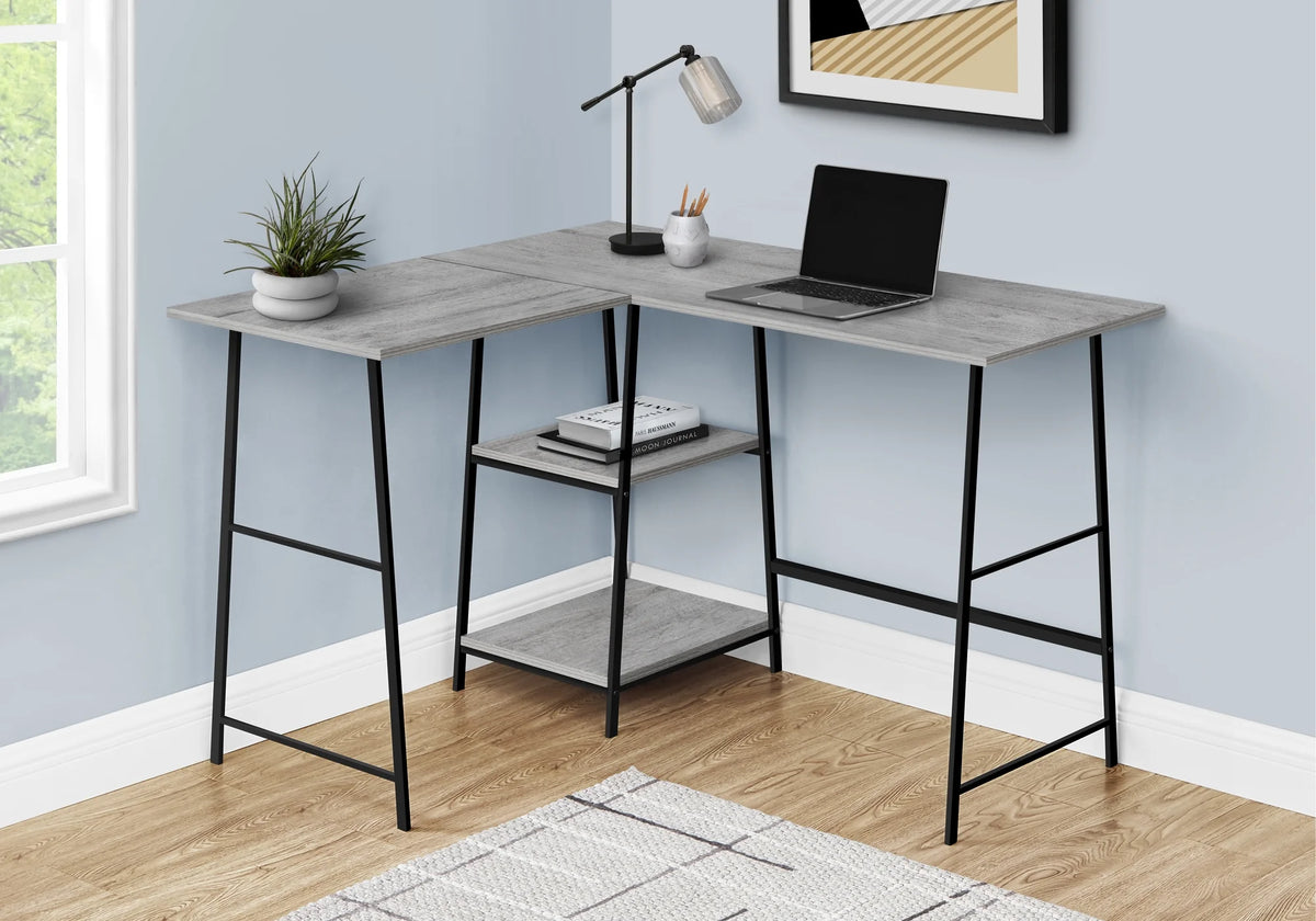 48" L Shape Grey Laminate Computer Desk E35212