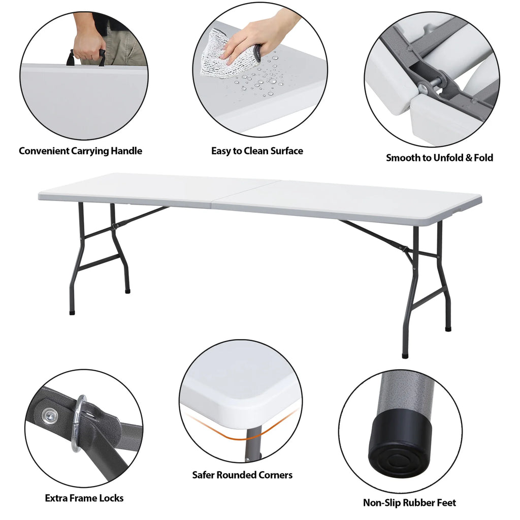8 ft Plastic Folding Camping Table N3033