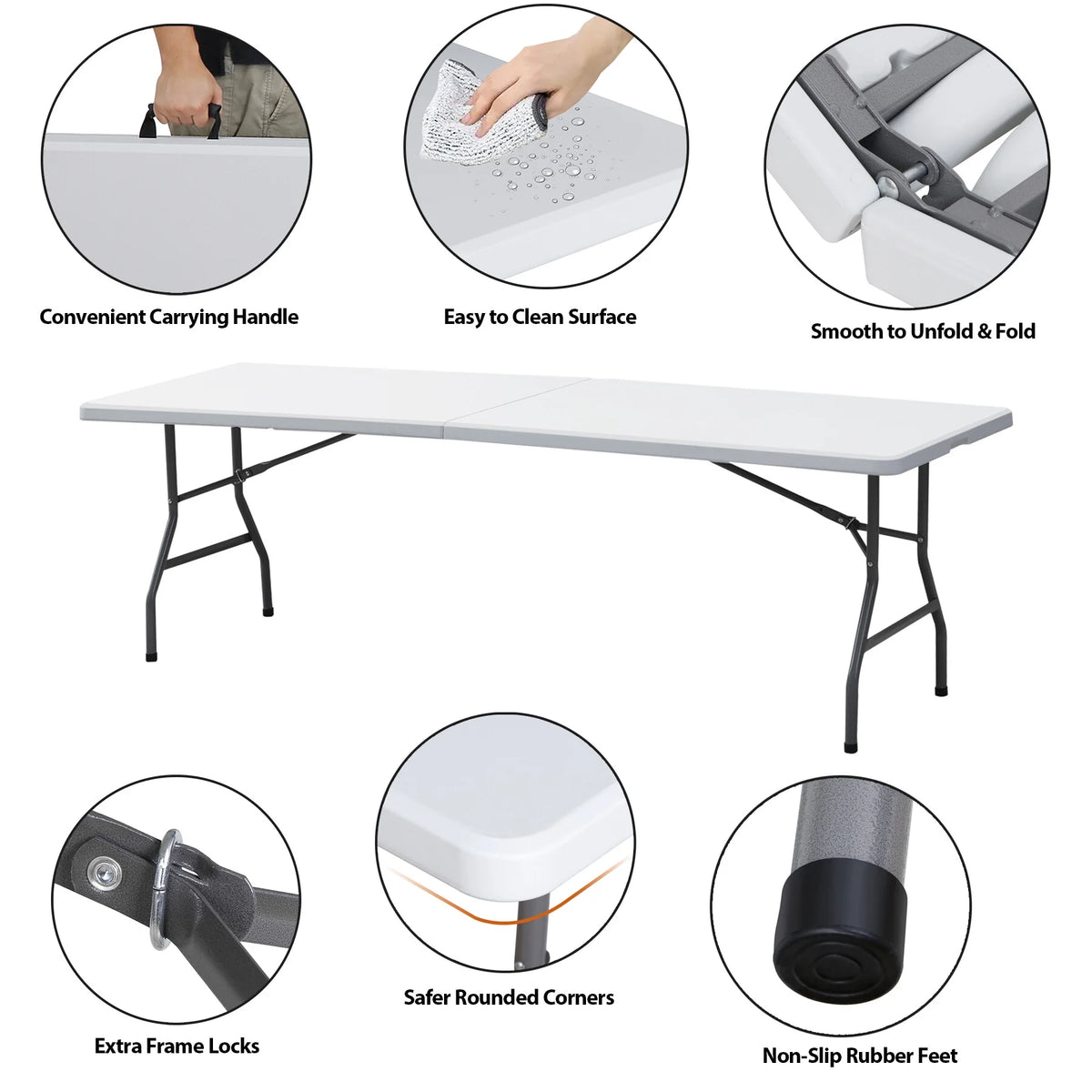 8 ft Plastic Folding Camping Table N3033